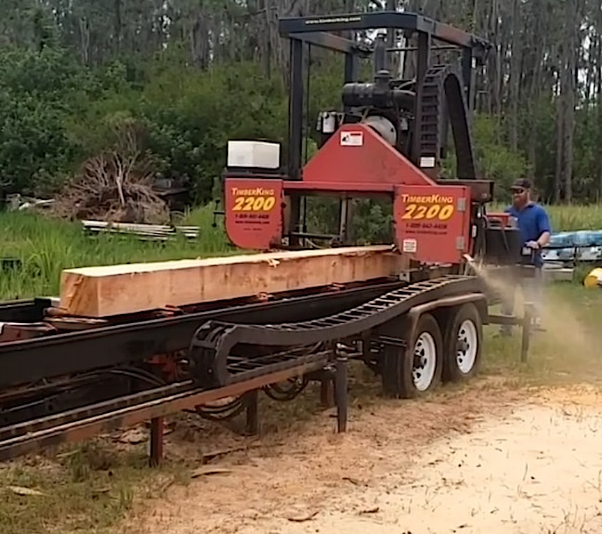 One of Brenco's two TimberKing sawmills saws out a cant - straight as a string