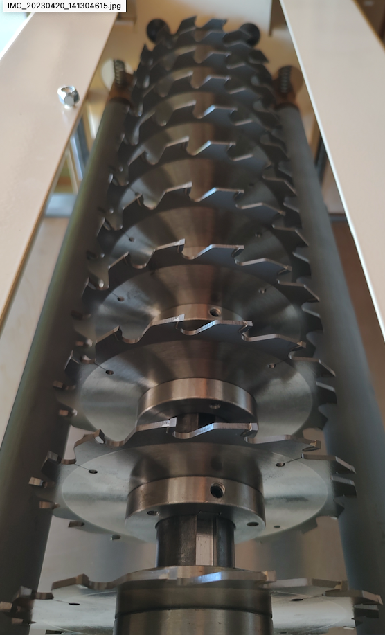 One of Ricky's Woodmasters set up as a gang ripsaw